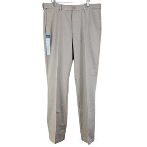 Hagger Straight Fit Khaki Pants Men's Size 36x34 Tan Hidden Expandable Waistband